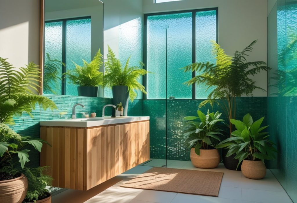 Eco-friendly bathroom decor ideas with bamboo and plants