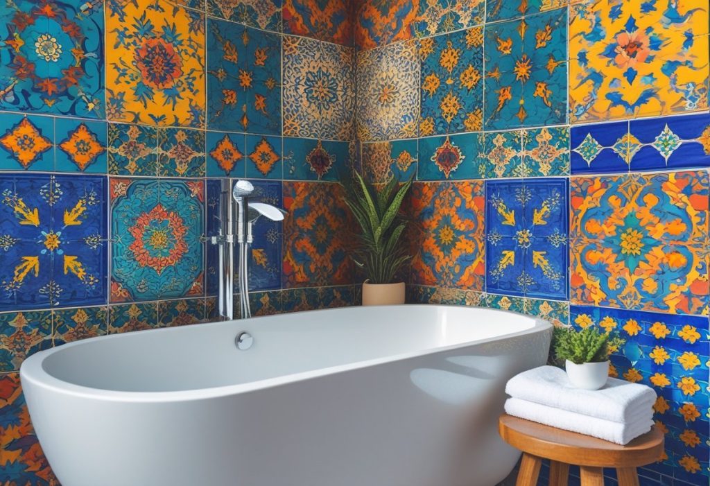 Bold tile bathroom decor ideas with Moroccan design