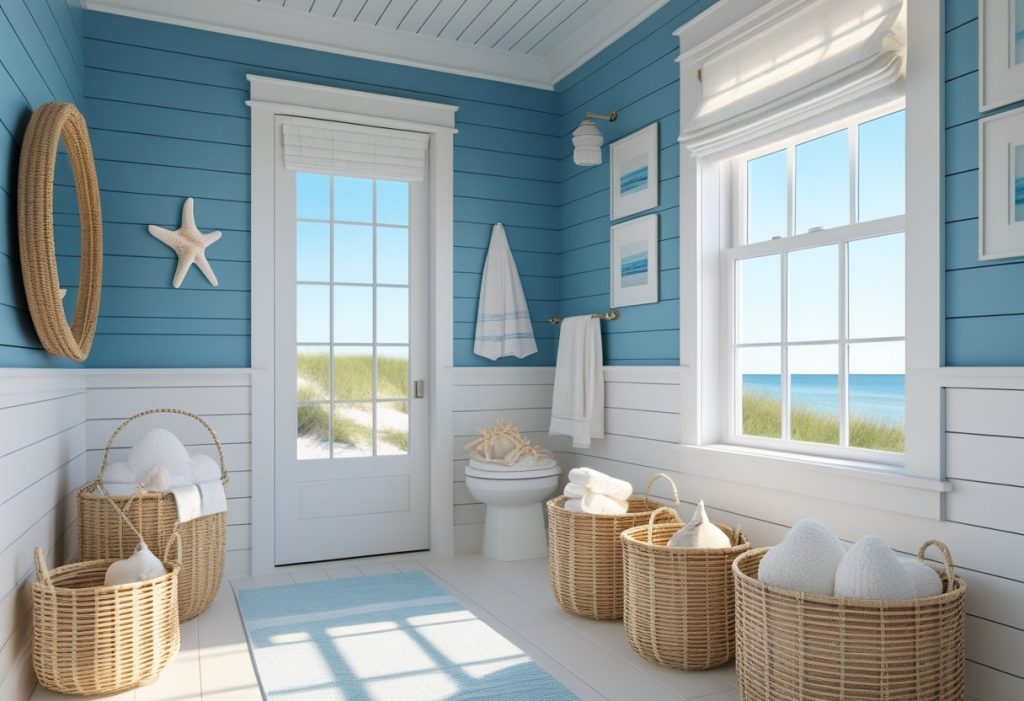 Coastal bathroom decor ideas with ocean-inspired theme