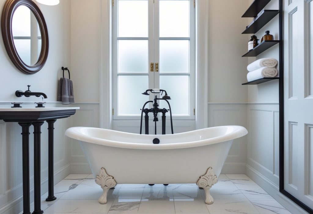 Modern and traditional bathroom decor ideas with marble flooring
