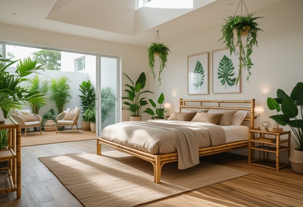 Sustainable master bedrooms decor with bamboo furniture and organic fabrics