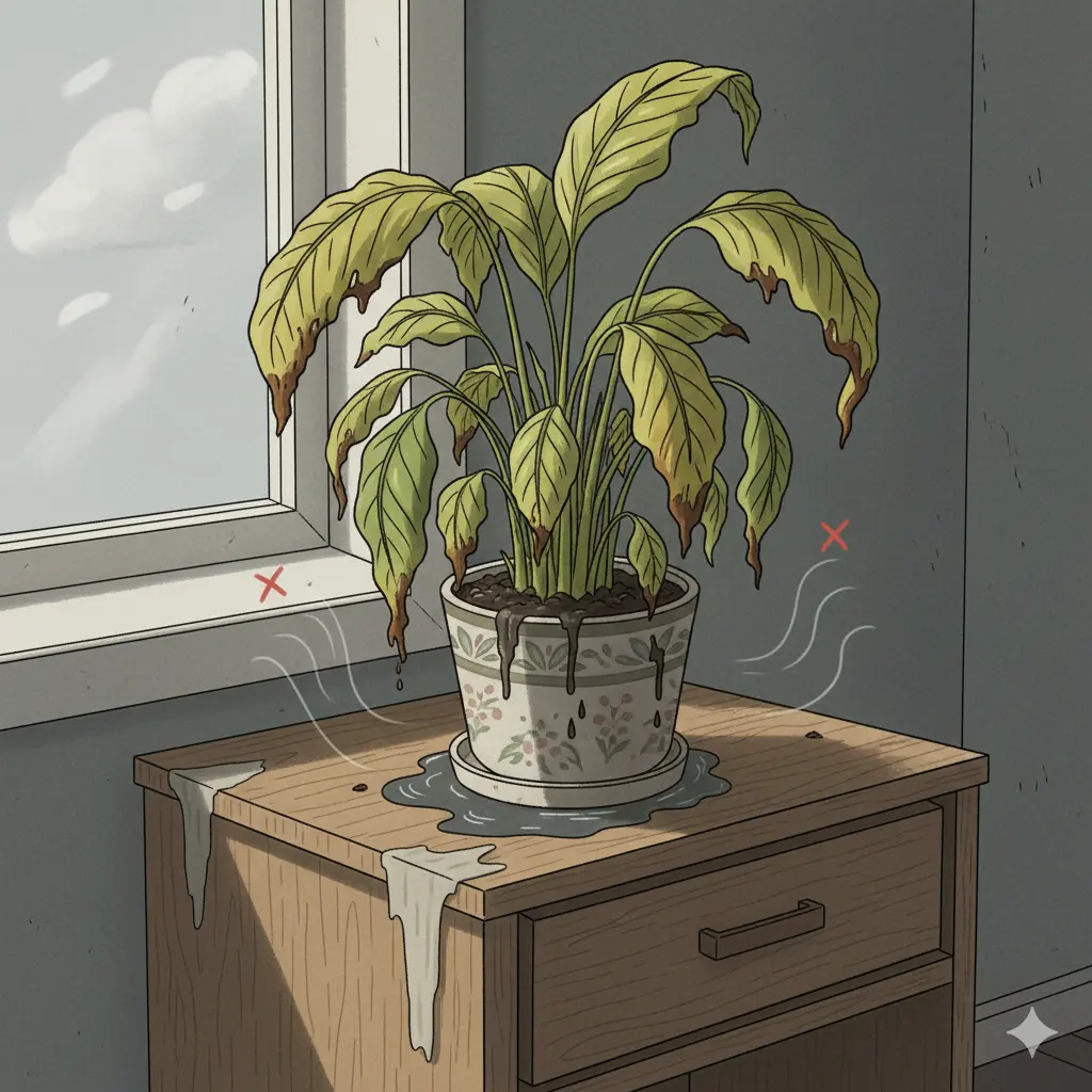Common Green House Decor mistakes like overwatering and using synthetic materials