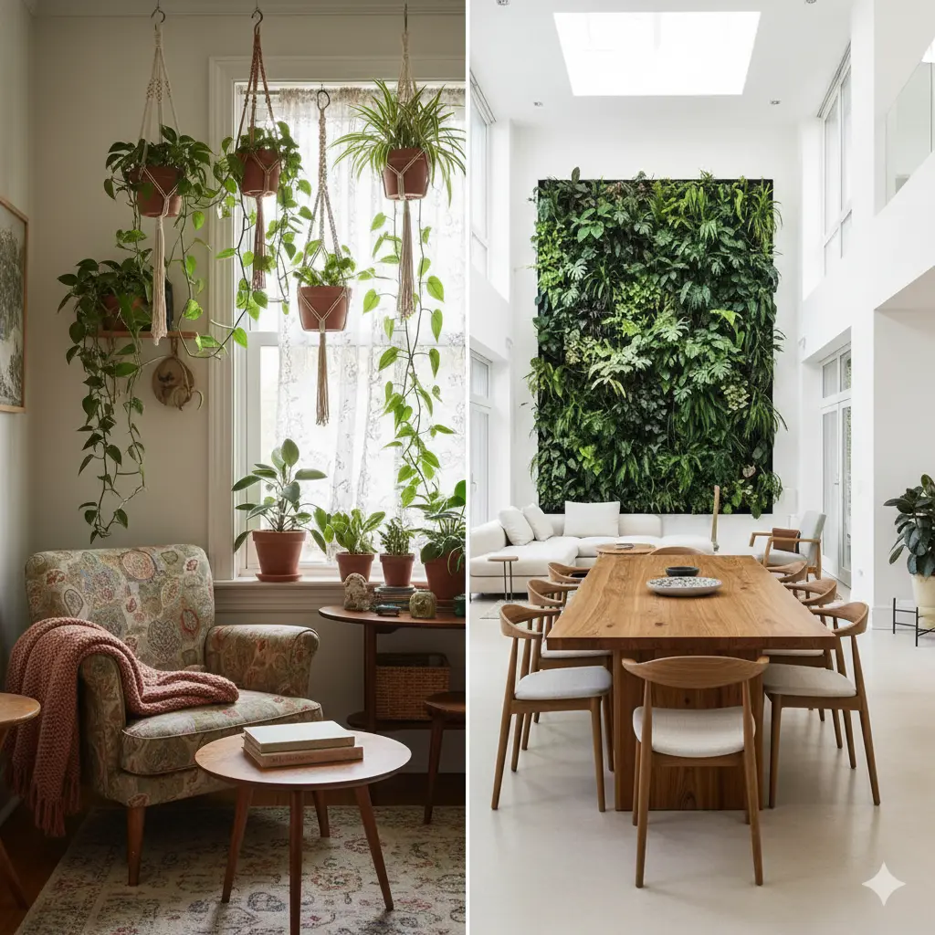 Comparison of budget and luxury Green House Decor styles and ideas”