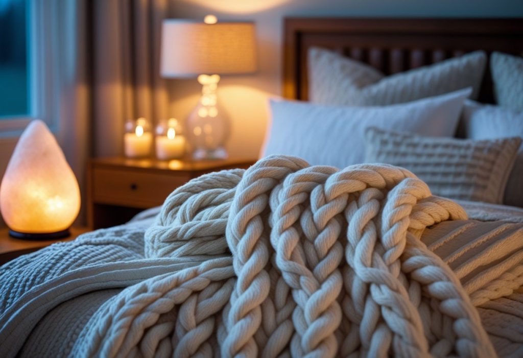 Winter-themed cozy bedroom decor ideas with warm lighting and textiles.