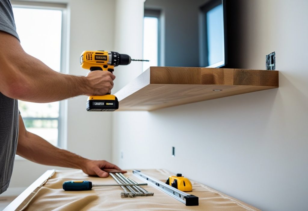 diy-floating-shelf-installation-tv-wall