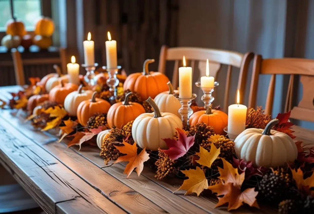 DIY autumn home decor centerpiece on dining table
