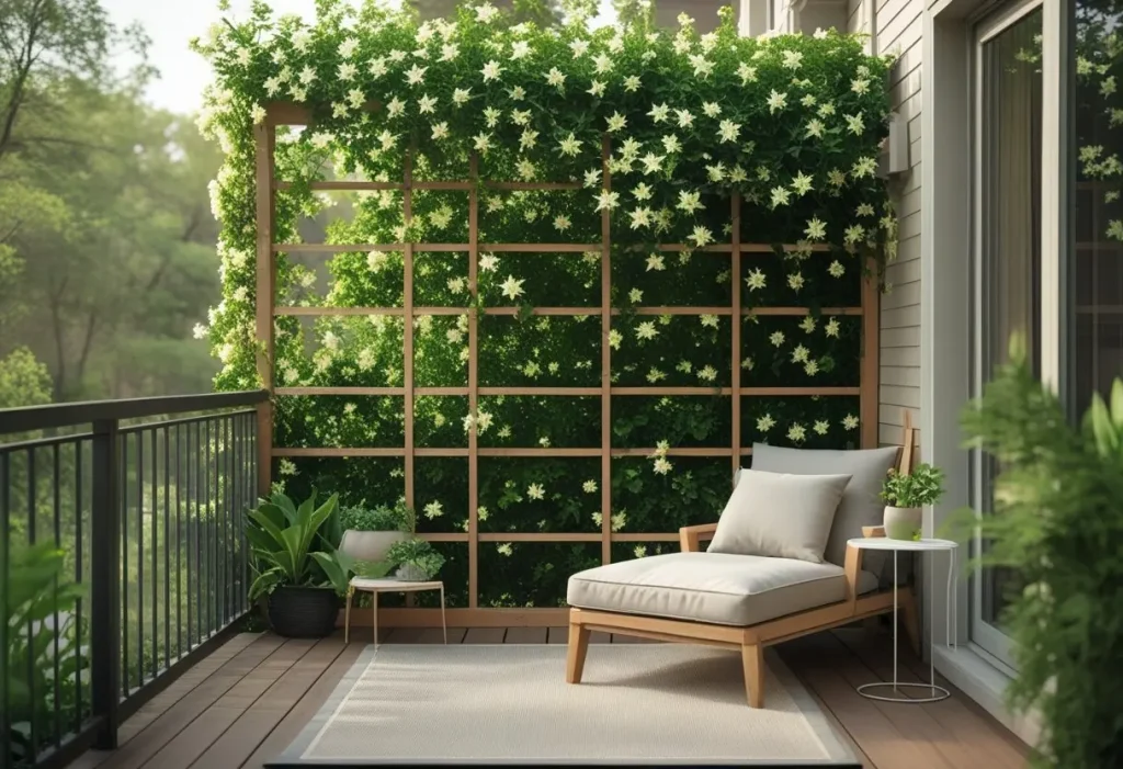 Private small outdoor spaces balcony with green wall.