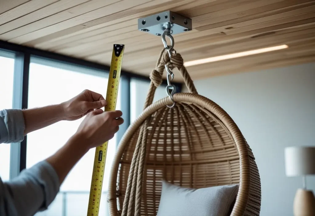 Close-up of a comfortable cushion inside a Hanging Egg Chair.