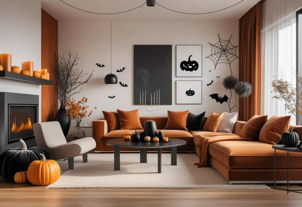 modern spooky season home decor with cozy autumn vibes