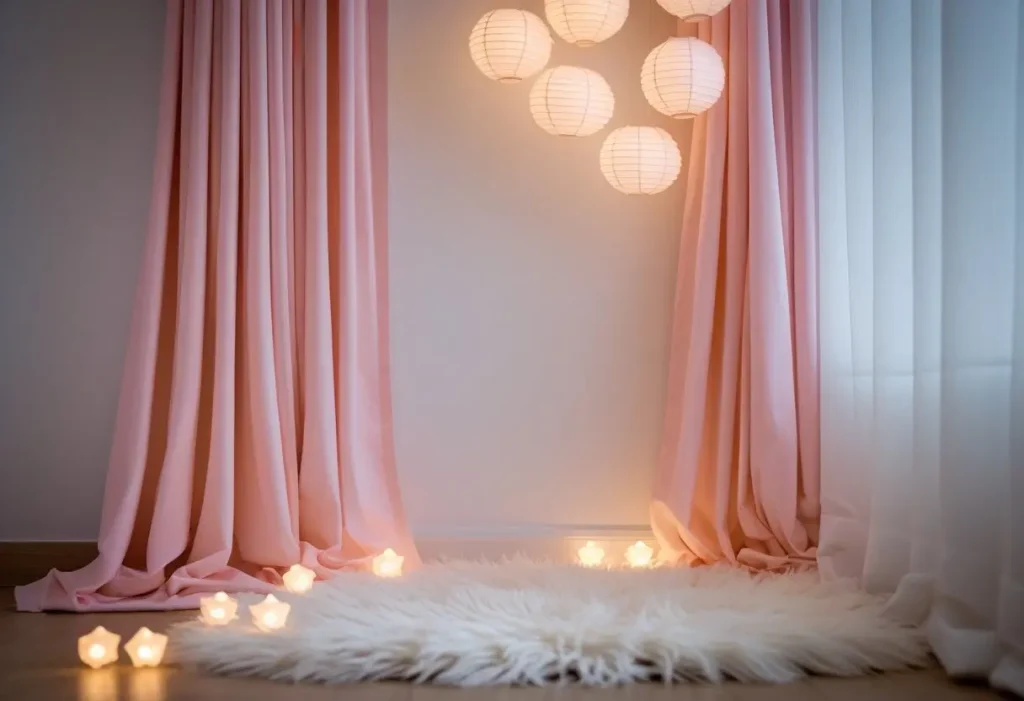  pink and white color theme for navratri bedroom decoration