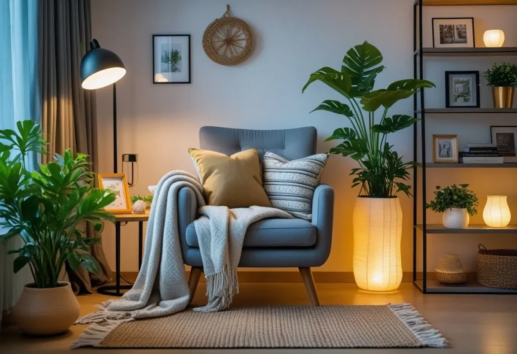Ultimate inspiration for a dream cozy corner with all decor elements.