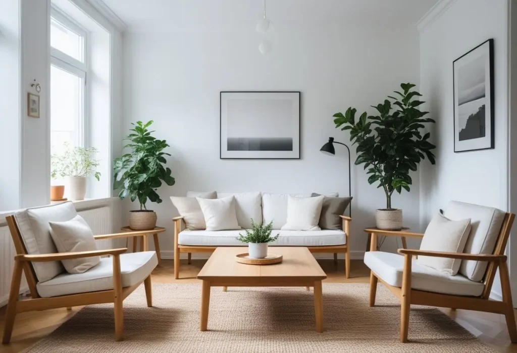 interior designer near me Scandinavian living room Denmark Cozy Nest Decor Denmark flag