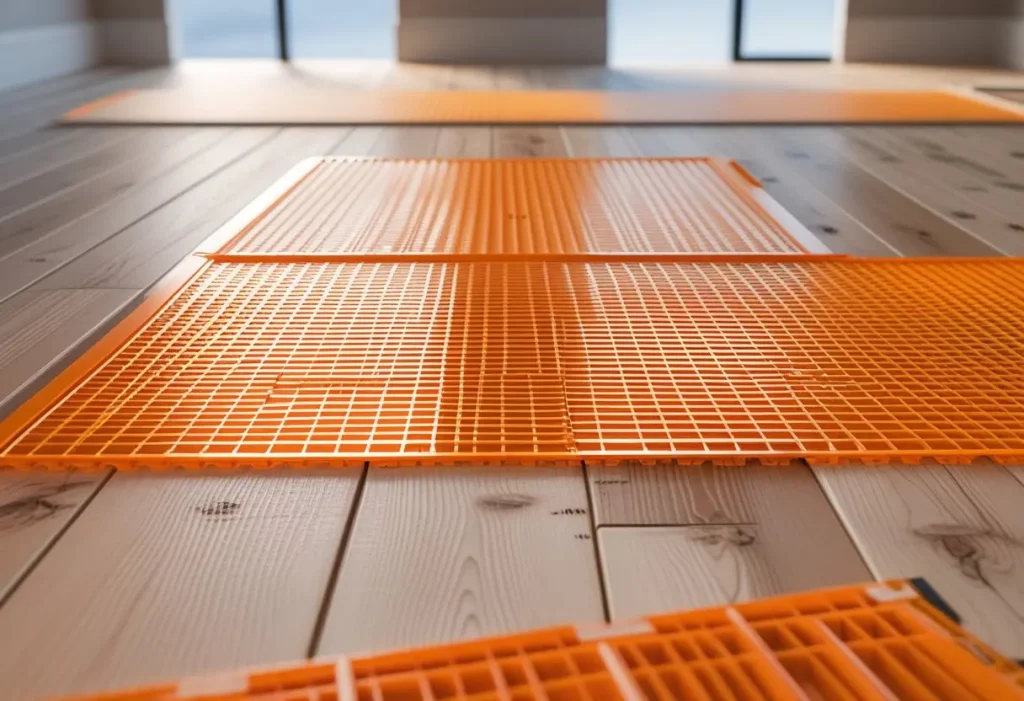 subfloor preparation with decoupling membrane for kitchen floor tile