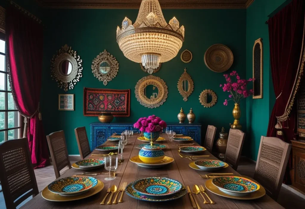 Maximalist and glamorous style in Pakistani home decor trends.