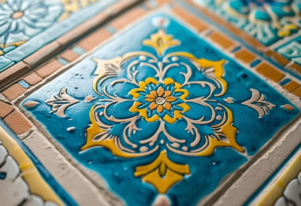 bold pattern handmade cement kitchen floor tile