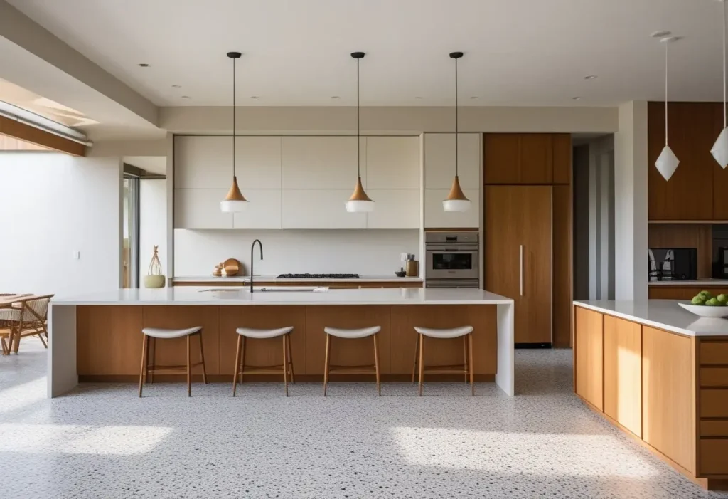 modern kitchen with terrazzo pattern floor tile