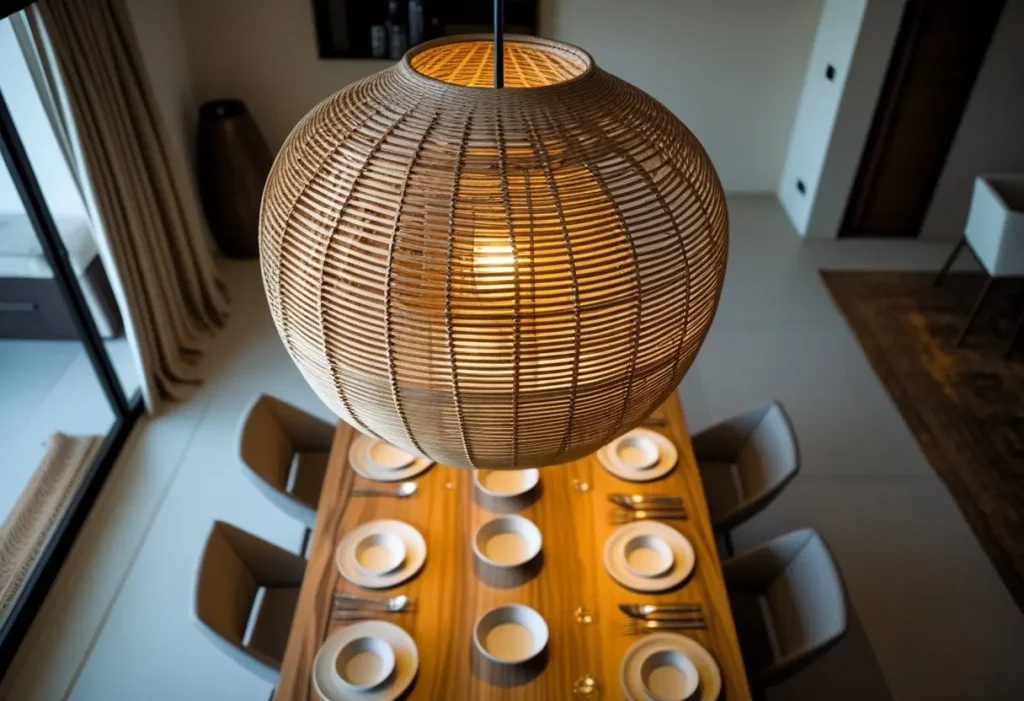 Statement sculptural pendant light in Pakistani home decor trends.