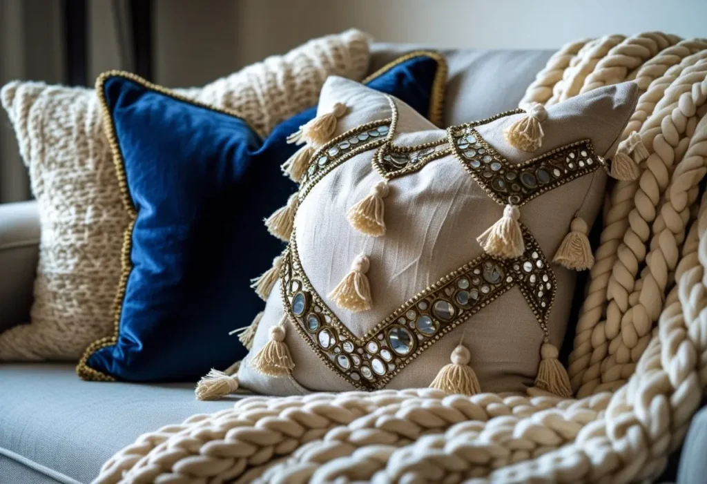 Layering textures for depth in Pakistani home decor trends.