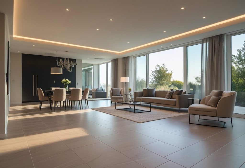 Modern luxury interior with premium Luxury Vinyl Tile Flooring