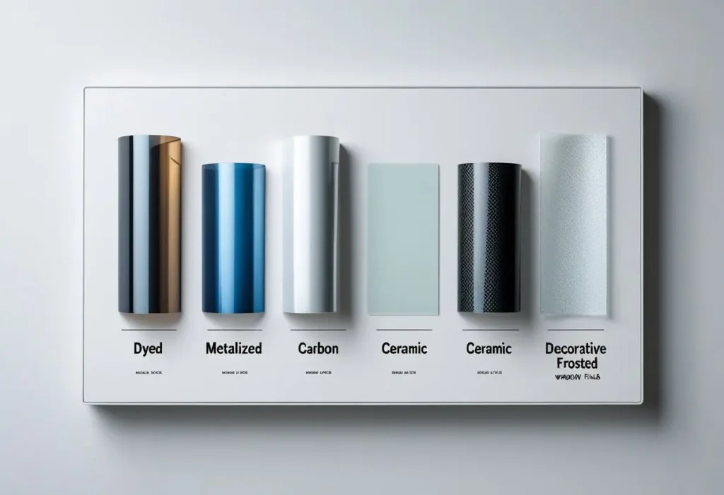 Types of home window tinting films comparison chart.