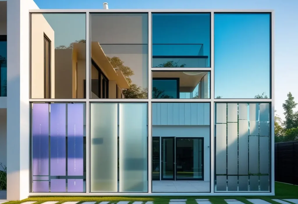 Types of Home Window Tinting films including decorative, solar, ceramic, and privacy tints