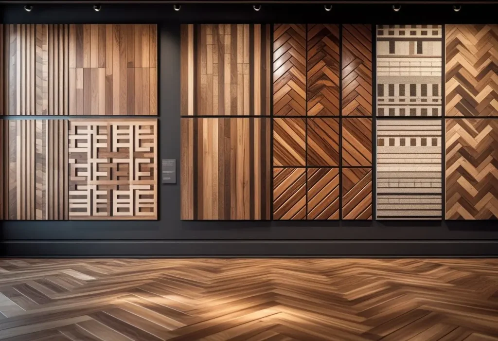 Gallery showcasing flooring wood parquet patterns including herringbone, chevron, basketweave, and Versailles designs.