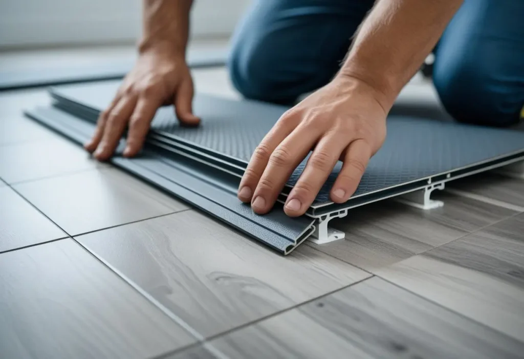 DIY installation of click-lock Luxury Vinyl Tile Flooring