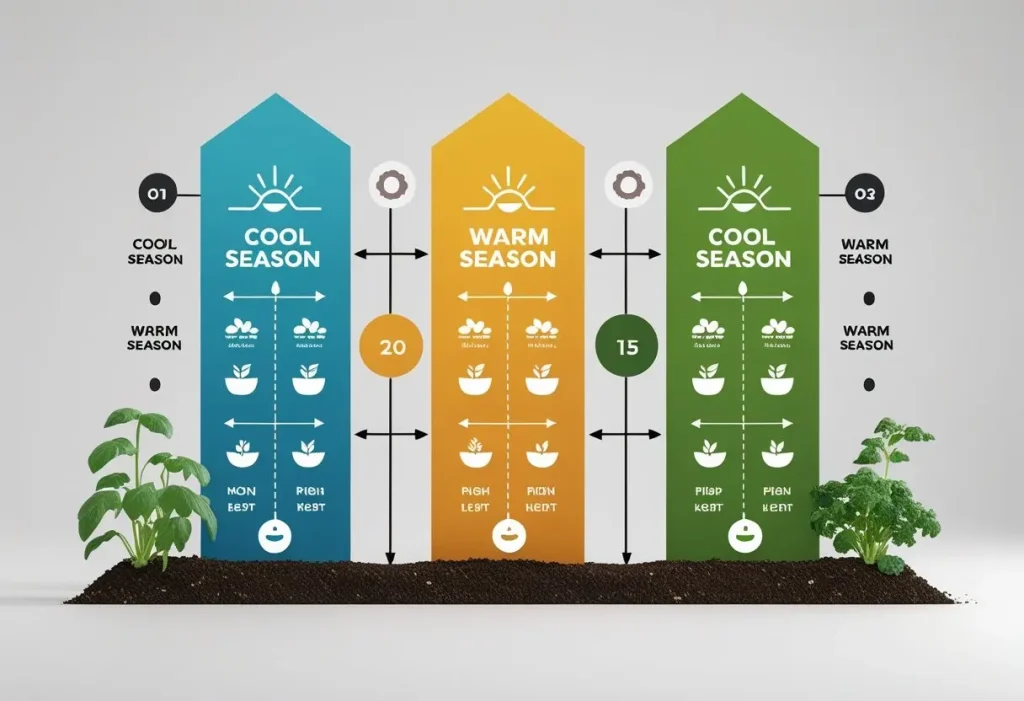 A succession planting schedule calculator visually showing how to maximize garden yield throughout the season.