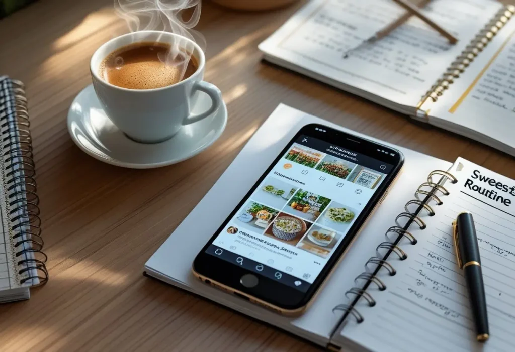 Planning a Better Homes & Gardens sweepstakes entry routine using magazine and smartphone.